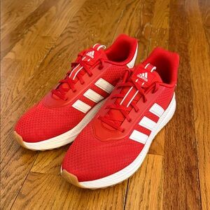 adidas Red Athletic Mesh Sneakers with White Stripes